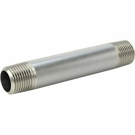 BSC PREFERRED Standard-Wall 304/304L Stainless Steel Pipe Nipple Threaded on Both Ends 1/2 NPT 4-1/2 Long 4830K334